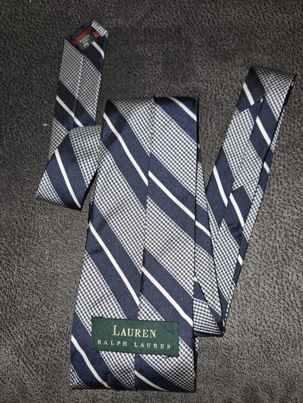 Ralph Lauren Navy and White Diagonal Stripe Tie